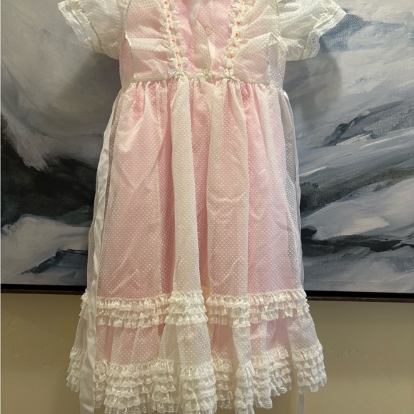 Pink & White Lace Dress w mini world vintage dress Provo, Utah Easter dress - Picture 7 of 7